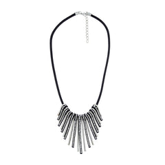 Tribal Oxidized Black Antique Silver Cz American Diamond Necklace
