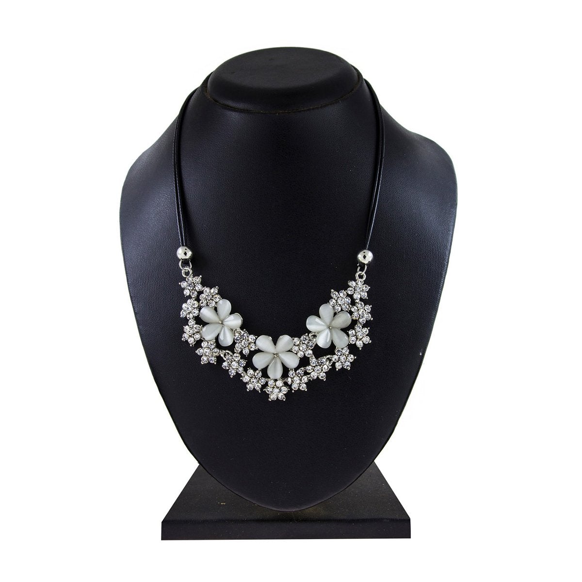 Flower Party Shiny Grey Crystal Cz American Diamond Pendant Necklace