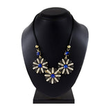 Party Flower Sparkle Blue Blue Gold Cz Crystal Pendant Necklace Chain