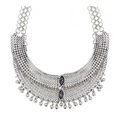 Layered Tribal Afghani Bohemian Oxidised German Silver Choker Necklace