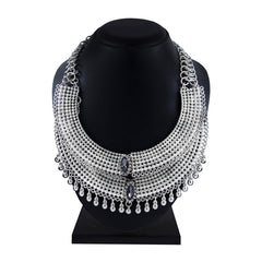 Layered Tribal Afghani Bohemian Oxidised German Silver Choker Necklace