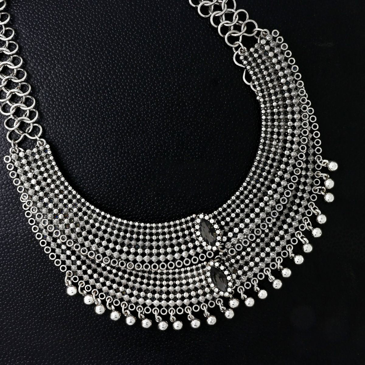 Layered Tribal Afghani Bohemian Oxidised German Silver Choker Necklace