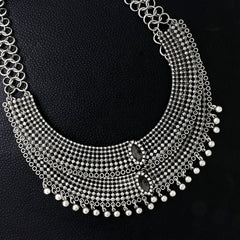 Layered Tribal Afghani Bohemian Oxidised German Silver Choker Necklace