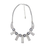Stylish Geometric Grey Crystal Cz American Diamond Silver Necklace