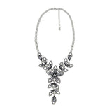 Party Floral Black Crystal Cz American Diamond Silver Plated Necklace