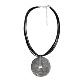 Studded Medallion Oxidized German Silver Antique Cz Pendant Necklace
