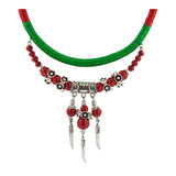 Tibetan Tribal Filigree Oxidised German Silver Enamel Thread Necklace