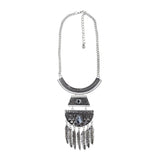 Leaf Oxidised German Silver Blue Crystal Statement Necklace For Women