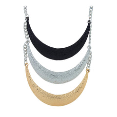 Oxidised German Silver Black Gold Layered Statement Necklace