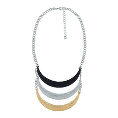 Oxidised German Silver Black Gold Layered Statement Necklace