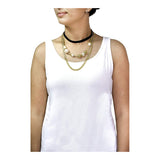 Italian Curb Pearl 18K Gold 3 Layer Statement Party Necklace Chain