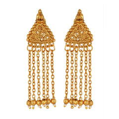 Temple Antique Kundan Red Pearl 22K Gold Earring Necklace Set