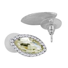 Leaf Dark Blue Silver Crystal American Diamond Necklace Earring