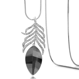 Leaf Crystal Cz Black Western Dress Party Sweater Chain Necklace