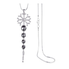 Crystal Black Western Dress Party Wear Sweater Long Chain Necklace