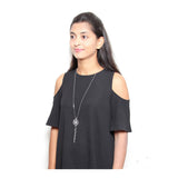 Crystal Black Western Dress Party Wear Sweater Long Chain Necklace