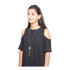 Crystal Black Western Dress Party Wear Sweater Long Chain Necklace
