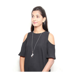 Italian Crystal Black Silver Western Party Sweater Long Chain Necklace