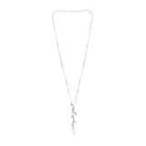 Leaf Plant Pearl Cz Silver Western Party Sweater Long Chain Necklace