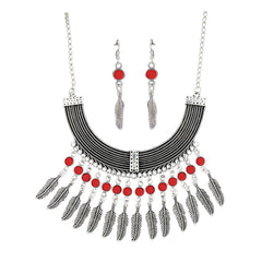 Oxidised Bohemian German Silver Statement Necklace Earring Set