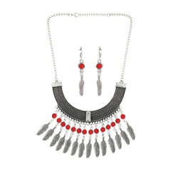 Oxidised Bohemian German Silver Statement Necklace Earring Set
