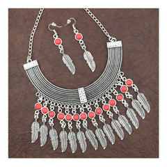 Oxidised Bohemian German Silver Statement Necklace Earring Set