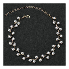 Pearl Link Chain Pearl 18K Gold Plated Choker Necklace Earring Set