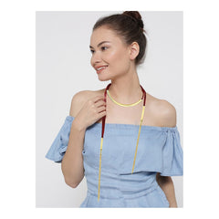 Stole Muffler Scarf Tassel Maroon Gold Long Statement Choker Necklace