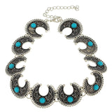 Chand Oxidised Tribal Bohemian German Silver Turquoise Blue Necklace