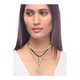 Triple Layer Charm Choker Collar Statement Black Gold Necklace
