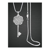 Flower Key Sweater Cystal Diamond Party Chain Pendant Necklace