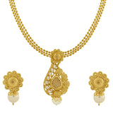 American Diamond Kundan Pearl Gold Necklace Chain Pendant Earring