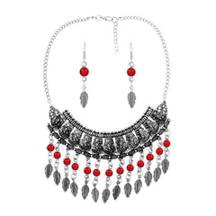 Beads Oxidised Afghani Bohemian Tribal German Silver Necklace Earring