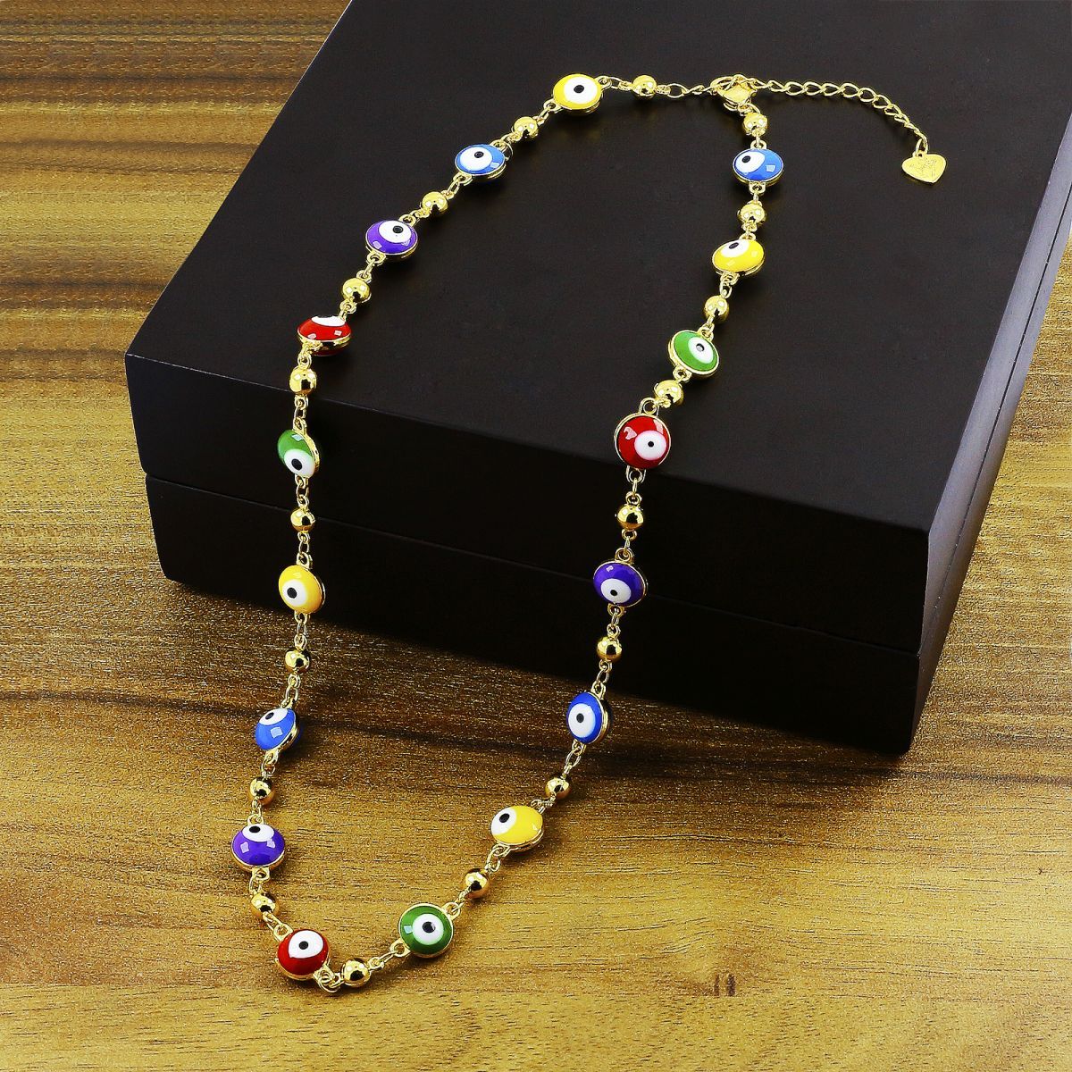 Blue Evil Eye Necklace with multicolour Seed Beads, Traditional - Ruby Lane