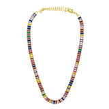 Rainbow Multicolour 18K Gold Crystal Choker Adjustable Necklace Chain Women