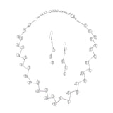 Pearl Link Chain Pearl Silver Plated Brass Choker Necklace Earring Set Girls Women