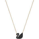 Swan Black Rose Gold Crystal Necklace Chain For Women