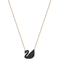 Swan Black Rose Gold Crystal Necklace Chain For Women