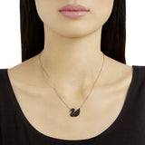 Swan Black Rose Gold Crystal Necklace Chain For Women