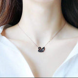 Swan Black Rose Gold Crystal Necklace Chain For Women