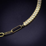 Gold Baguette Choker Cubic Zirconia Chain For Women