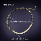 Gold Baguette Choker Cubic Zirconia Chain For Women