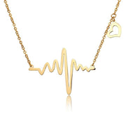 Lightning Heart Beat Rose Gold Slim Stainless Steel Necklace Pendant Chain For Women