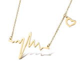 Lightning Heart Beat Rose Gold Slim Stainless Steel Necklace Pendant Chain For Women