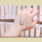 Swan White Silver Rose Gold Crystal Stainless Steel Necklace Chain For Women