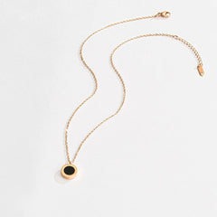 Roman Black White Rose Gold Stainless Steel Necklace Pendant Chain For Women