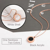Roman Black White Rose Gold Stainless Steel Necklace Pendant Chain For Women