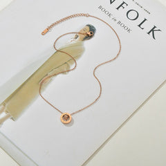 Roman Ring Rose Gold Stainless Steel Necklace Pendant Chain For Women