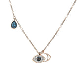 Evil Eye Blue Rose Gold Stainless Steel Necklace Pendant Chain For Women