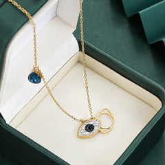 Evil Eye Blue Rose Gold Stainless Steel Necklace Pendant Chain For Women